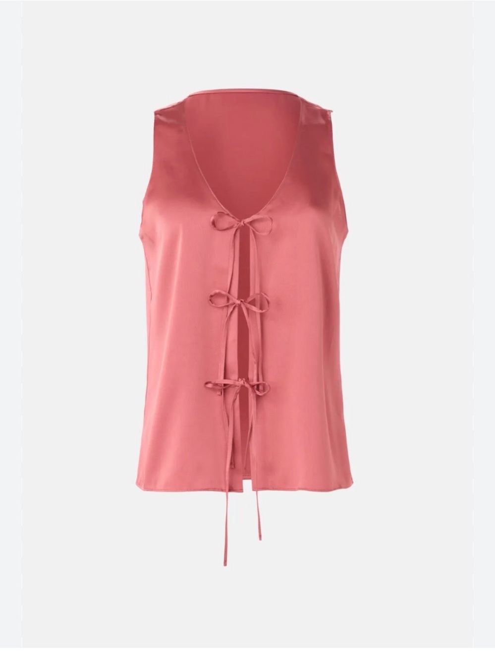 Rosetta Getty Satin Tie-Front Sleeveless Top in Dusty Rose